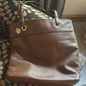 Tommy Hilfiger Brown Leather Tote Bag
